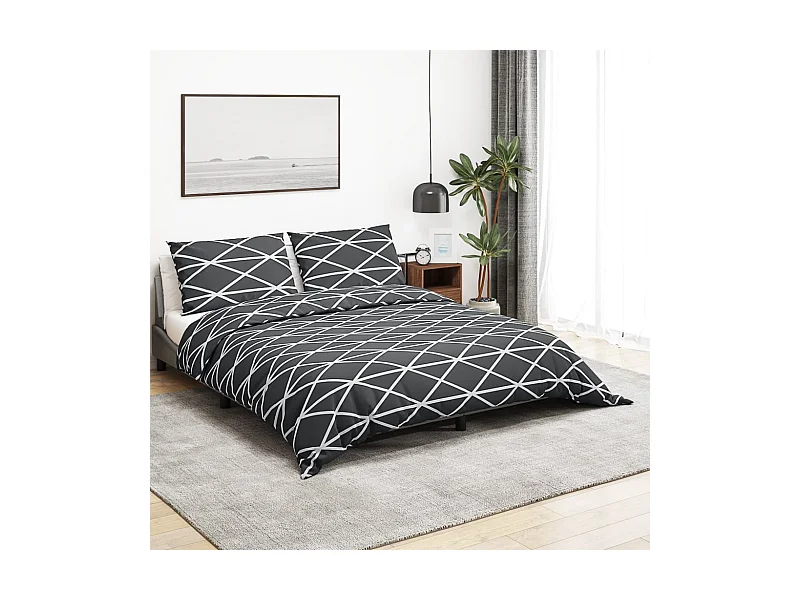 Bettwäsche-Set Grau 200x220 cm Baumwolle