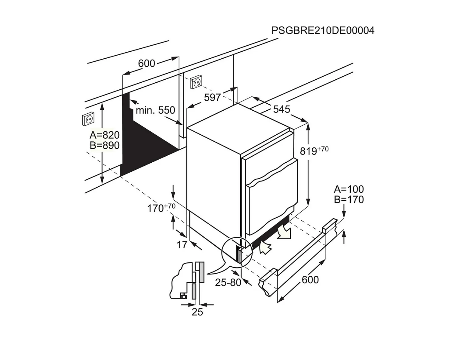 Electrolux Réfrigérateur 1 porte intégrable à pantographe 134l - LXB3AE82R
