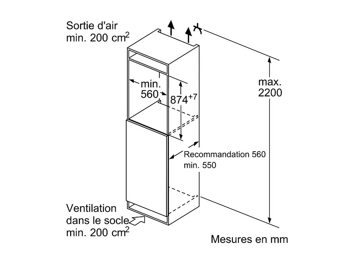 Siemens Réfrigérateur 1 porte intégrable à pantographe 136l - KI21RVFE0