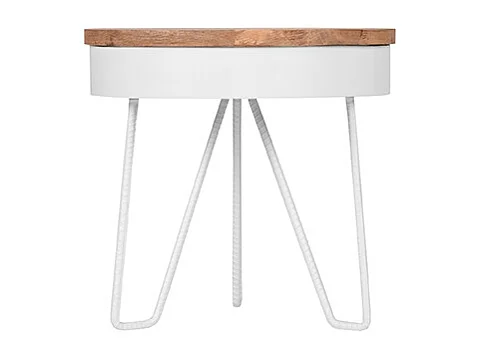 LABEL51 Bijzettafel Saran - Wit - Metaal - Rond - 44 cm