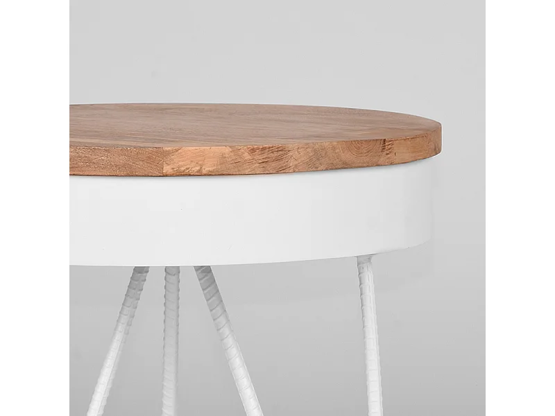 LABEL51 Bijzettafel Saran - Wit - Metaal - Rond - 44 cm