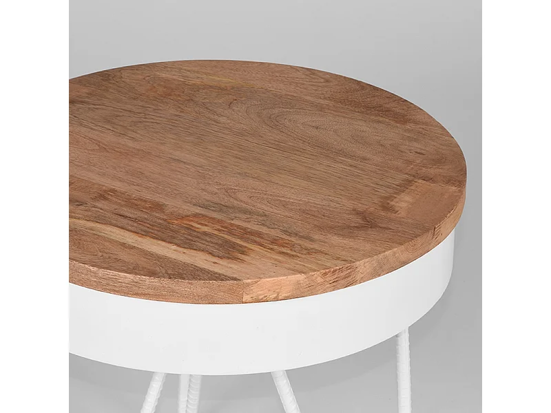 LABEL51 Bijzettafel Saran - Wit - Metaal - Rond - 44 cm