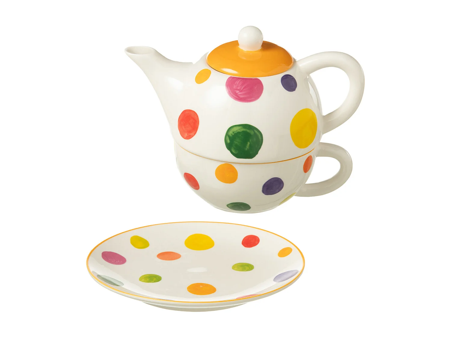 Théière & Tasse avec Sous-Tasse "Pop Art" 19cm Multicolore
