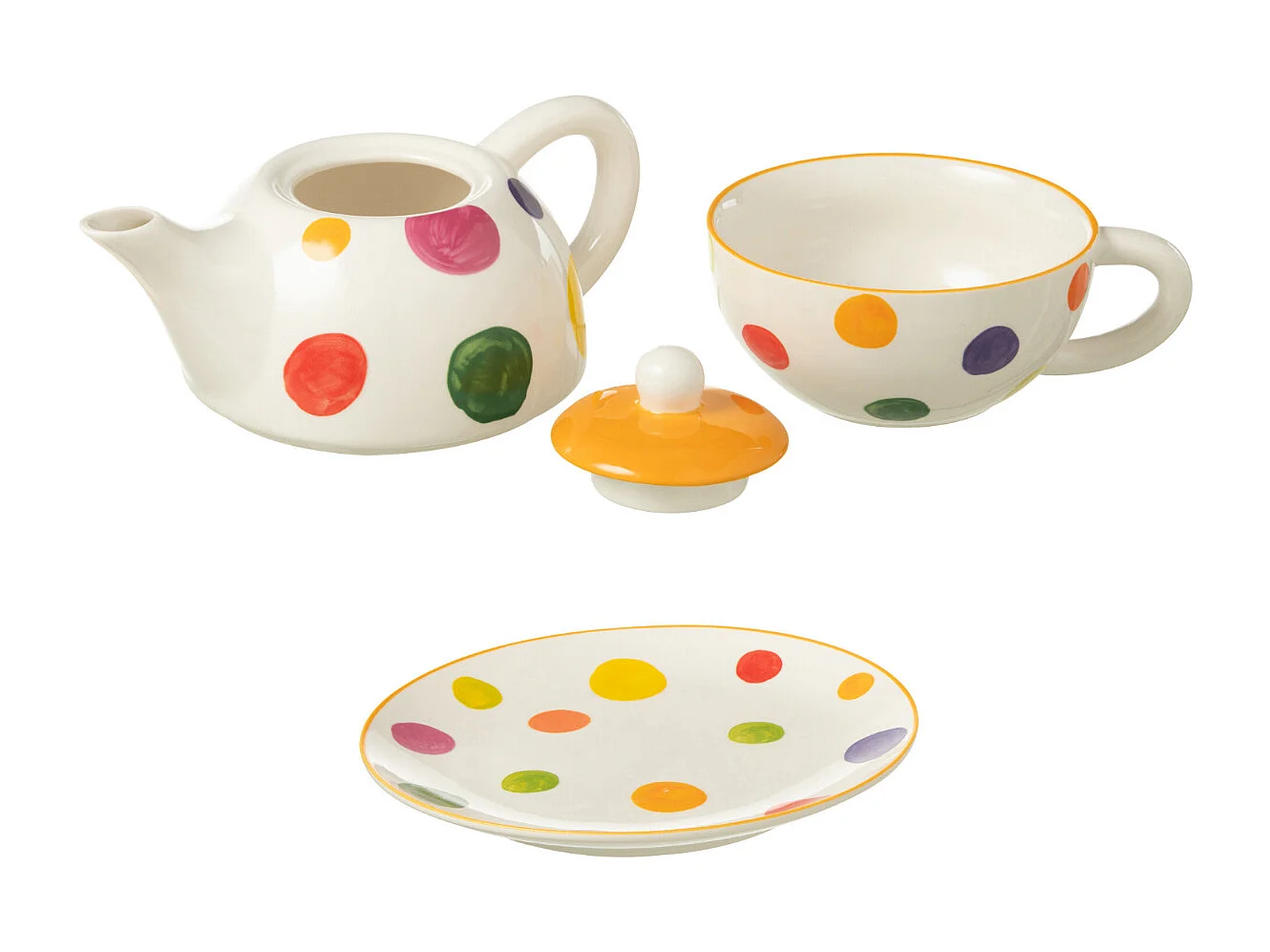 Théière & Tasse avec Sous-Tasse "Pop Art" 19cm Multicolore