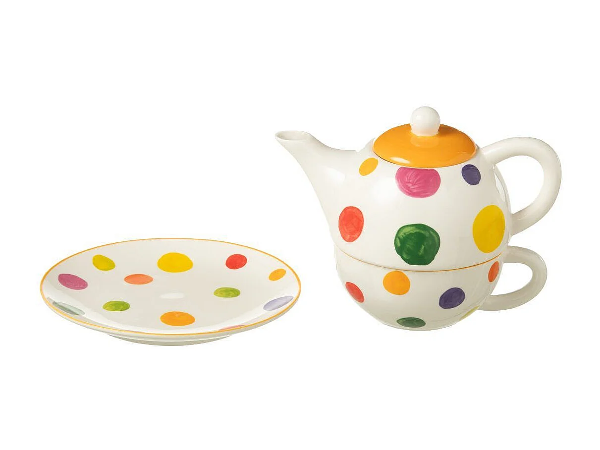 Théière & Tasse avec Sous-Tasse "Pop Art" 19cm Multicolore