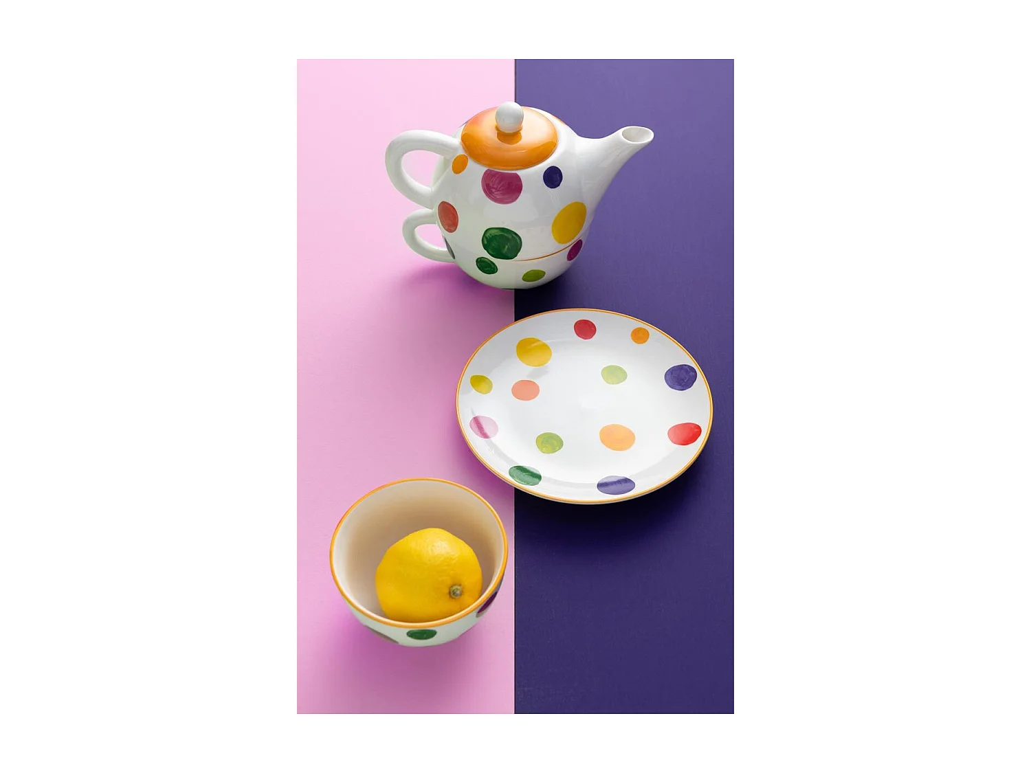 Théière & Tasse avec Sous-Tasse "Pop Art" 19cm Multicolore