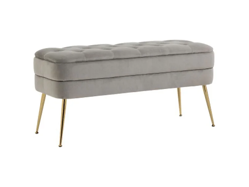Banc d'extrémité de chambre avec espace de rangement en velours