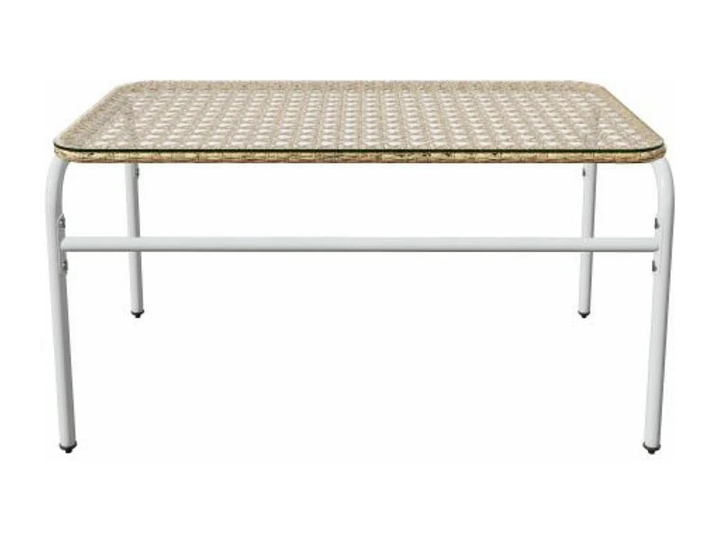 Sofa en poly-rotin, ensemble de salon de jardin gris et naturel