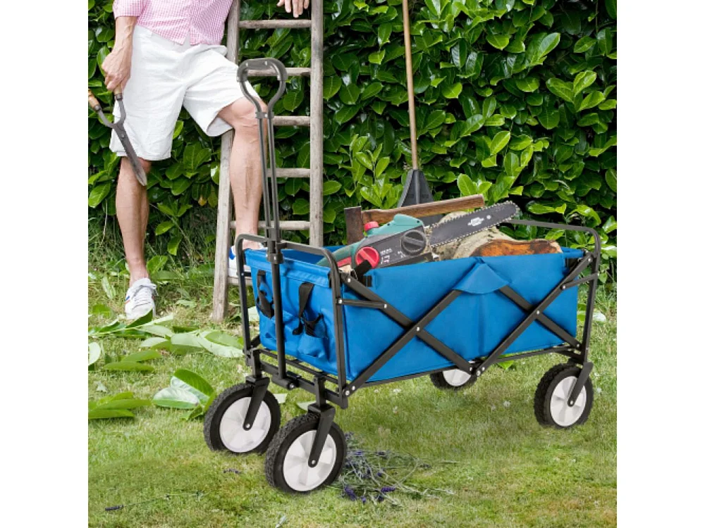 Remorque pliante tout-terrain pour wagon de jardinage, bleu