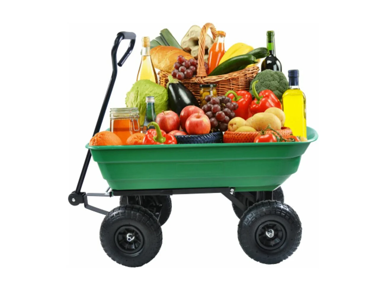 Reboque dobrável Poly Garden com estrutura de aço, caçamba de 75 litros