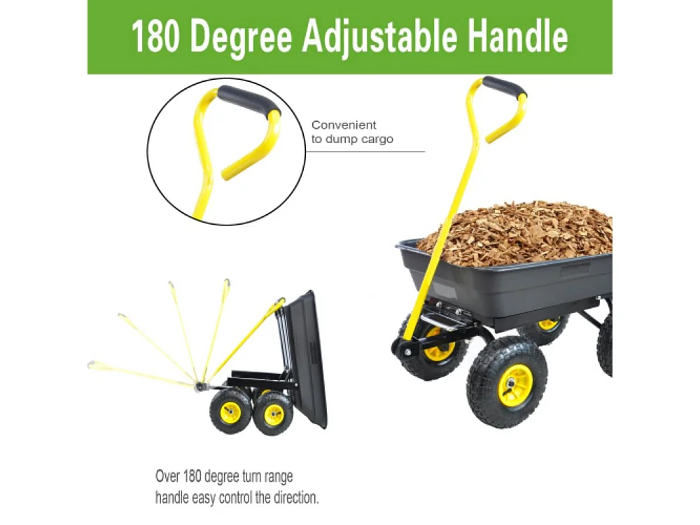 Veelzijdige tuinaanhanger met stalen frame en 10-inch banden