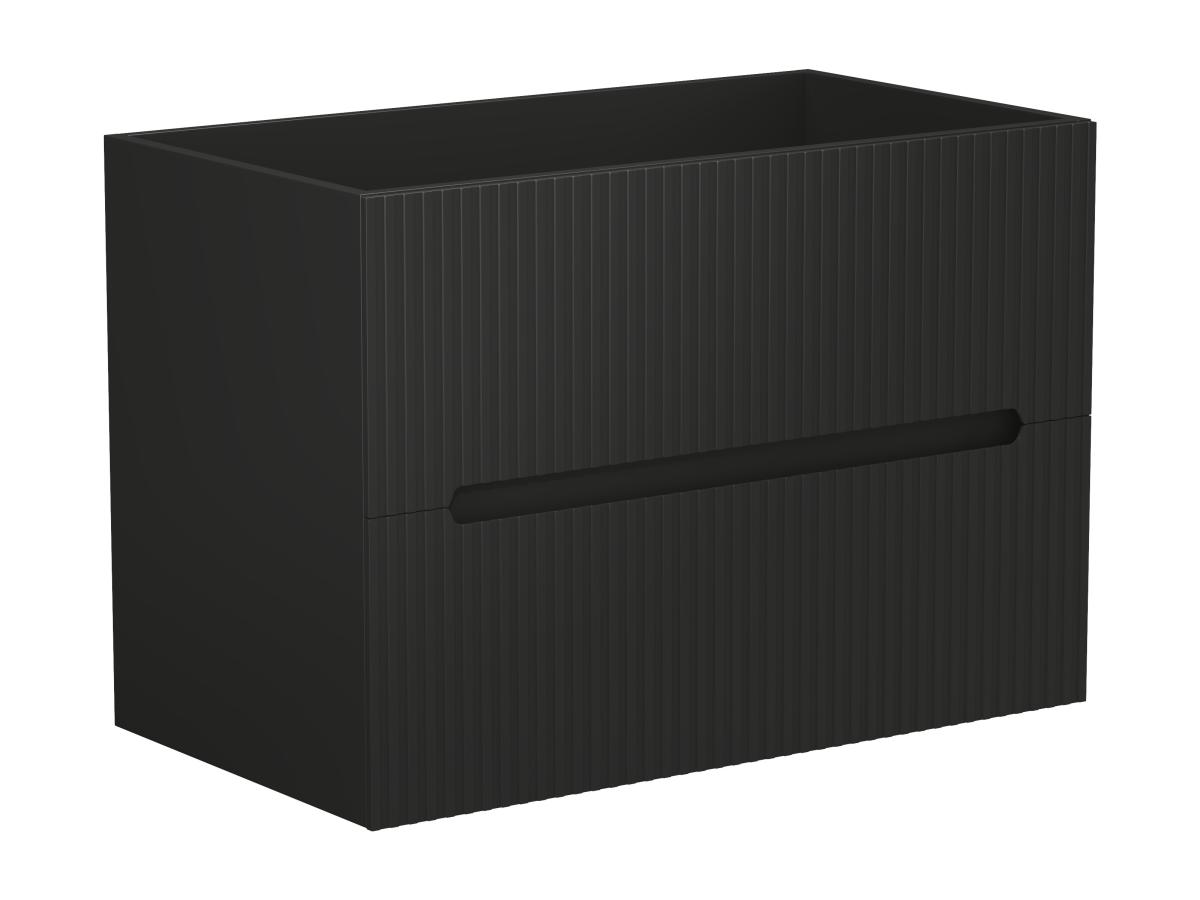 Waschbeckenunterschrank hängend - 80 cm - Schwarz gerippt - PAVANI günstig online kaufen