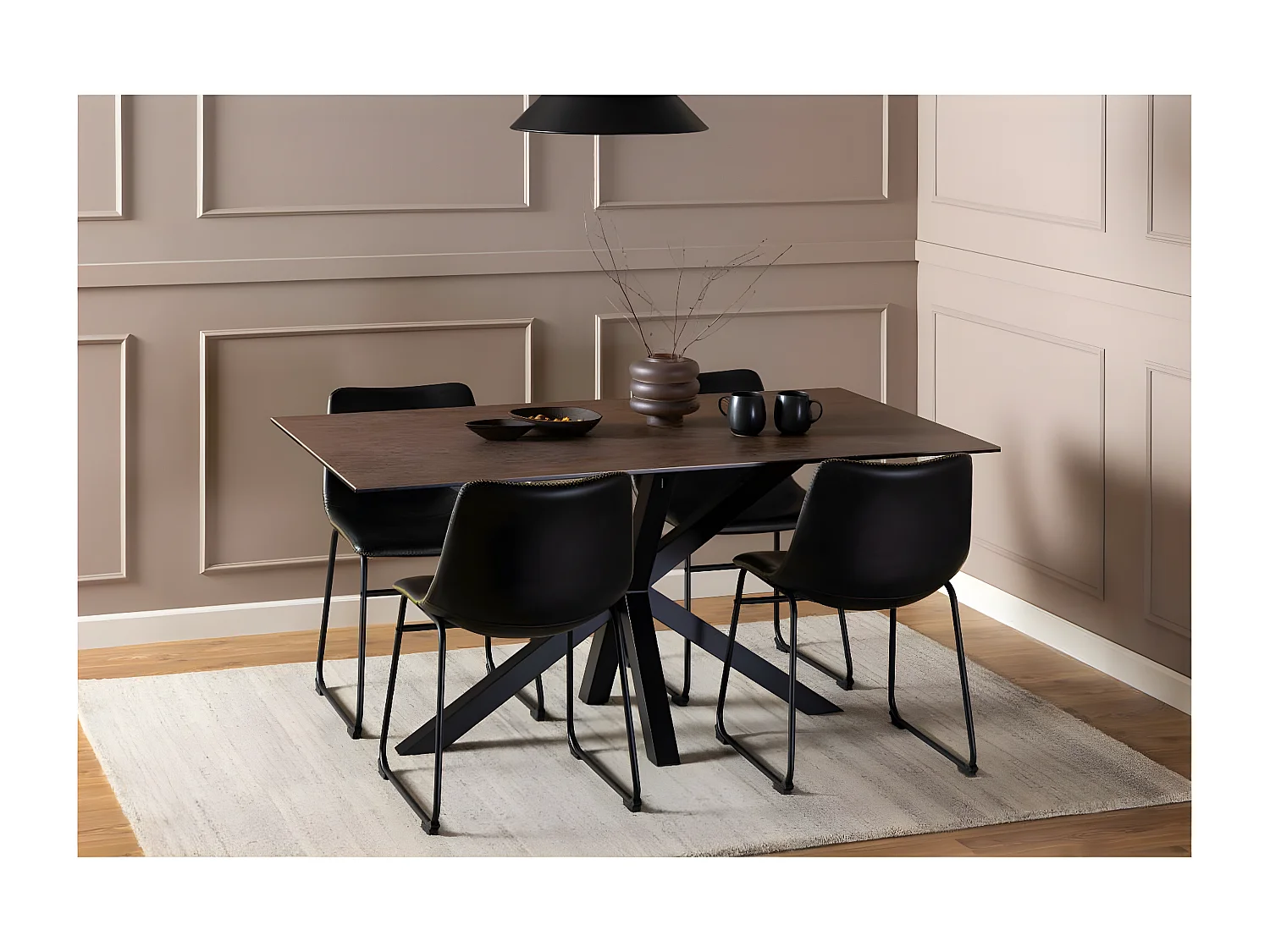 Table de salle à manger rectangulaire en céramique 6 places L160 - NEIVA