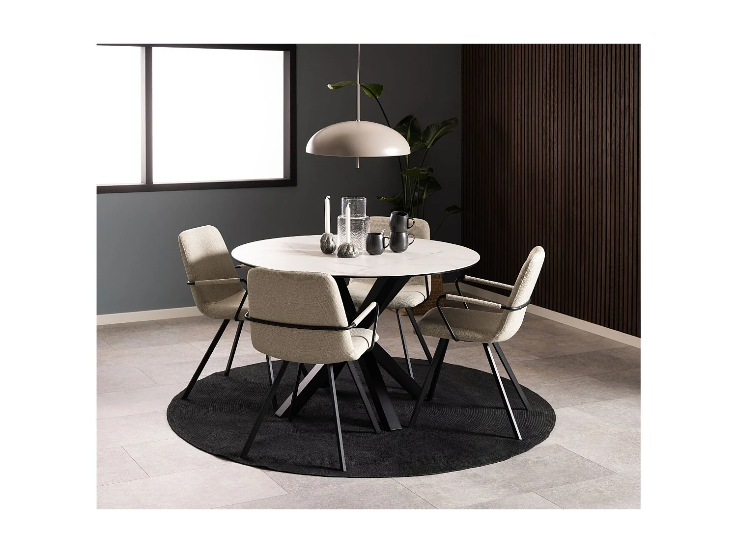 Table de salle à manger ronde en céramique L119 4 personnes - NEIVA