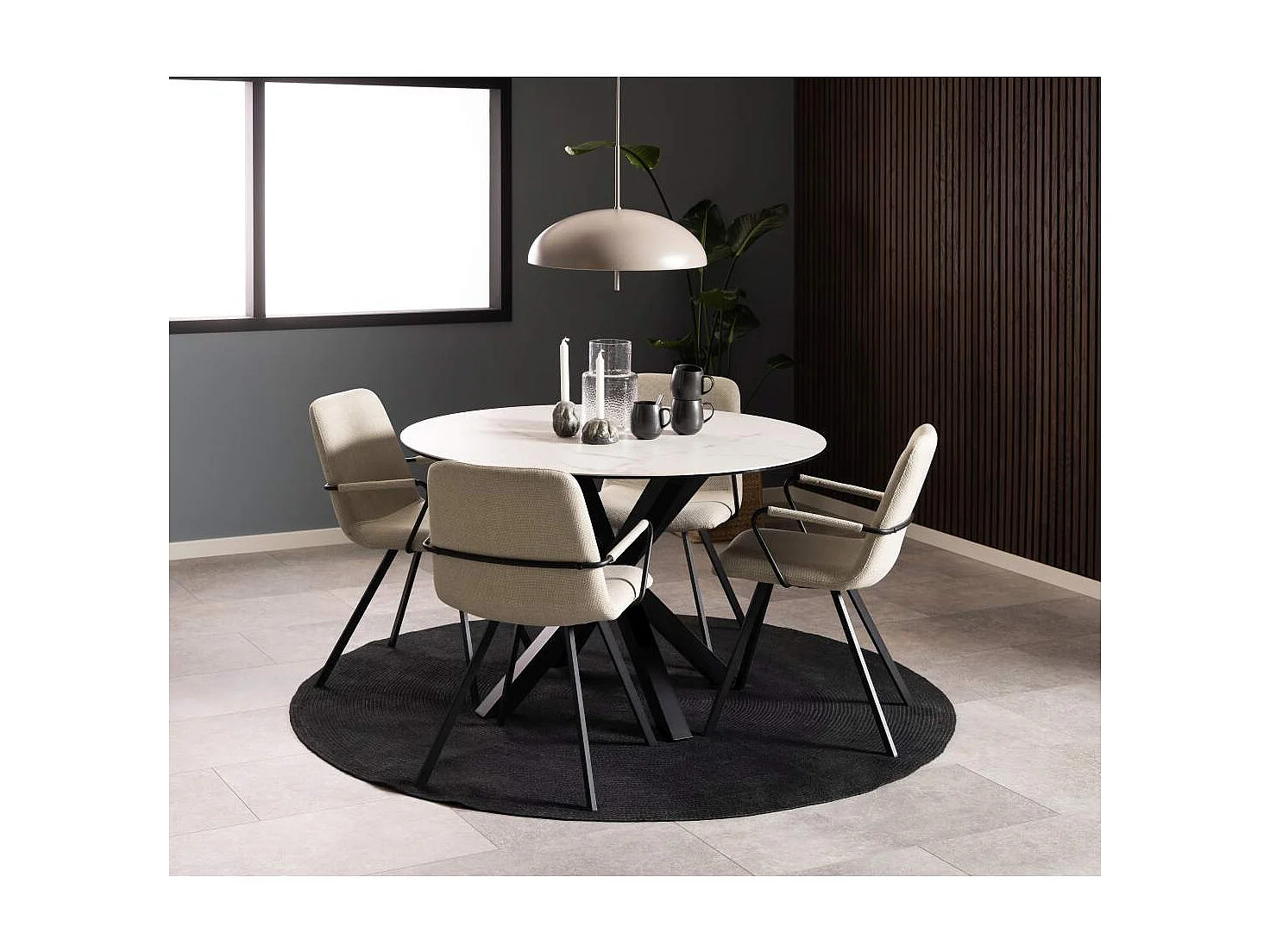 Table de salle à manger ronde en céramique L119 4 personnes - NEIVA