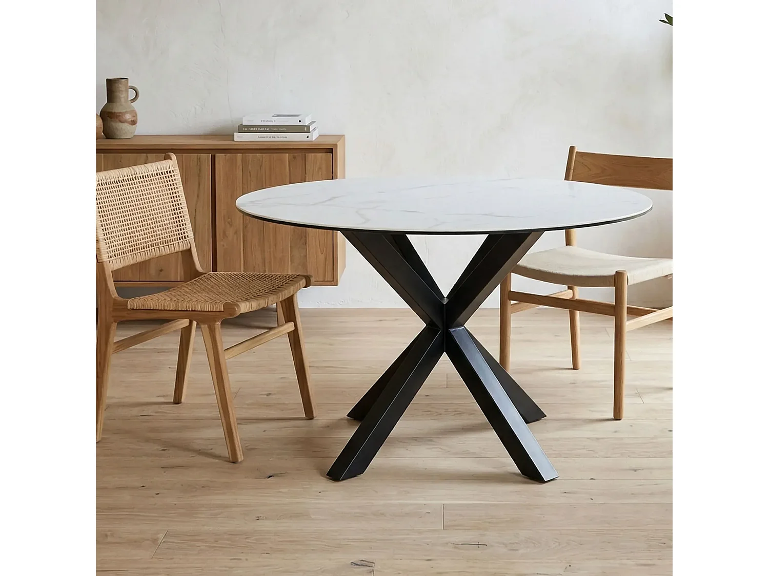 Table de salle à manger ronde en céramique L119 4 personnes - NEIVA