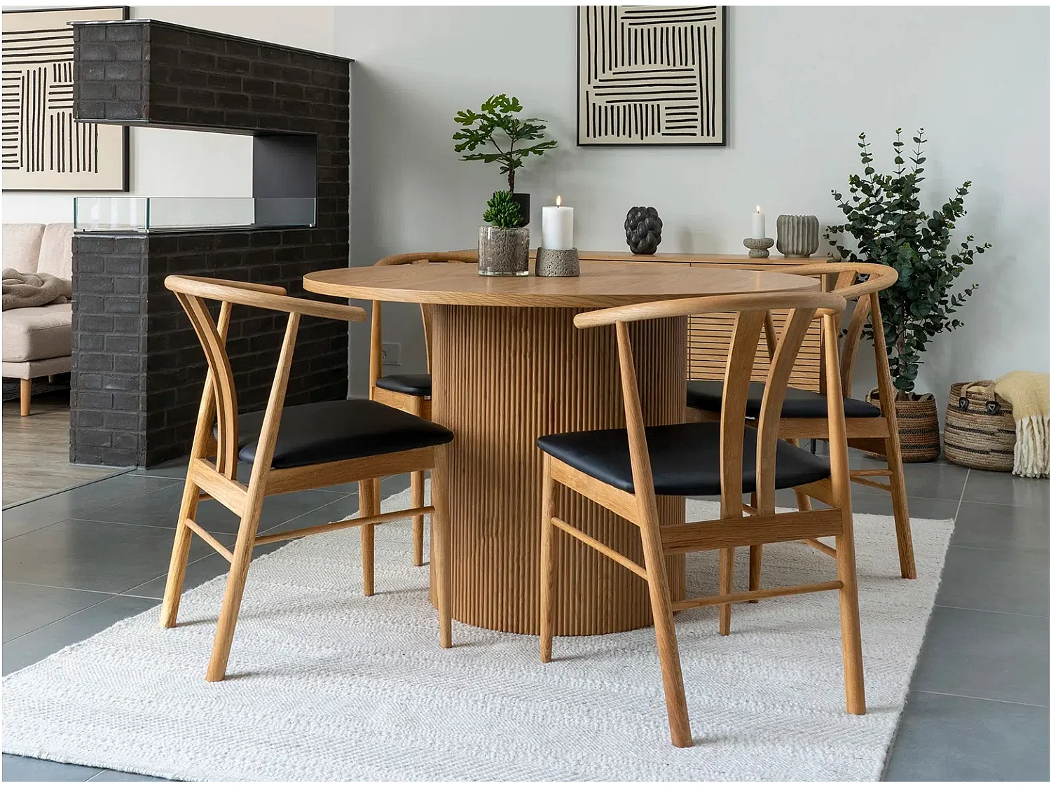 Table de salle à manger ronde BOAVISTA Ø120cm-Beige