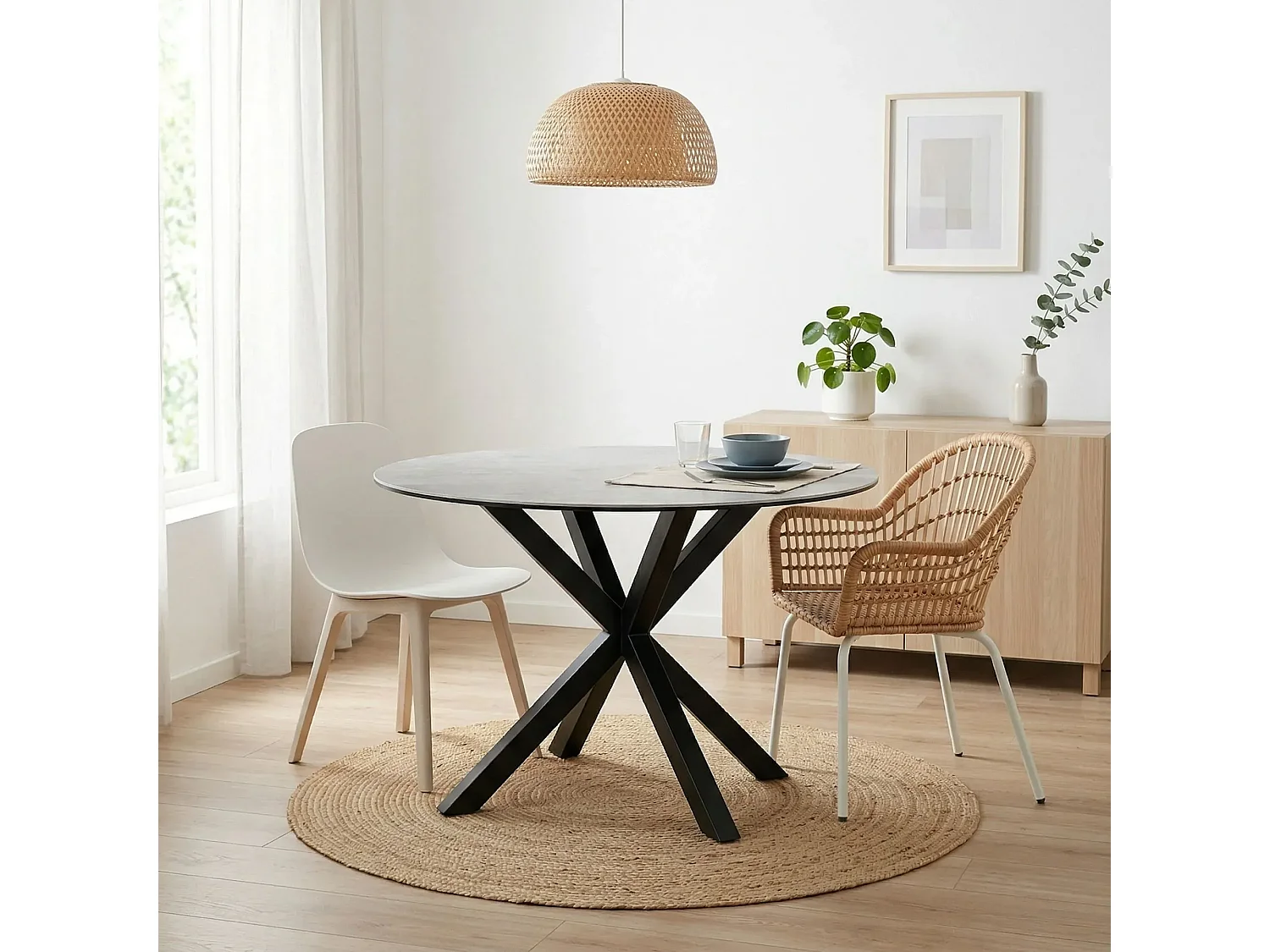 Table de salle à manger ronde en céramique L119 4 personnes - NEIVA