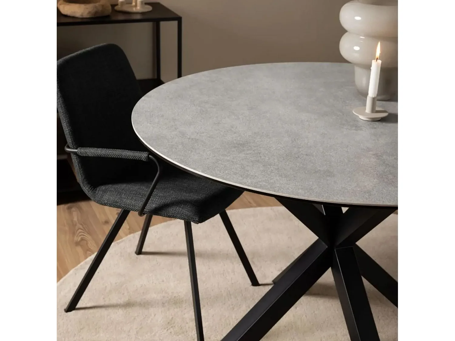 Table de salle à manger ronde en céramique L119 4 personnes - NEIVA