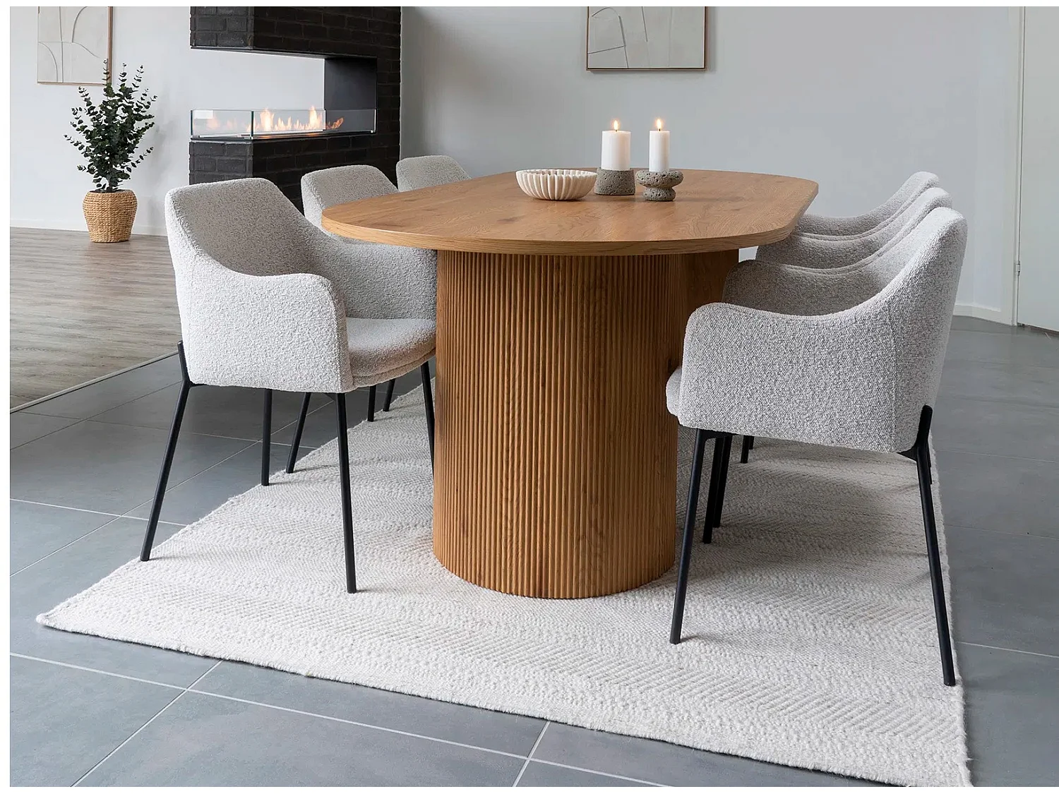 Table à manger ovale BOAVISTA 210cm - Style naturel-Marron