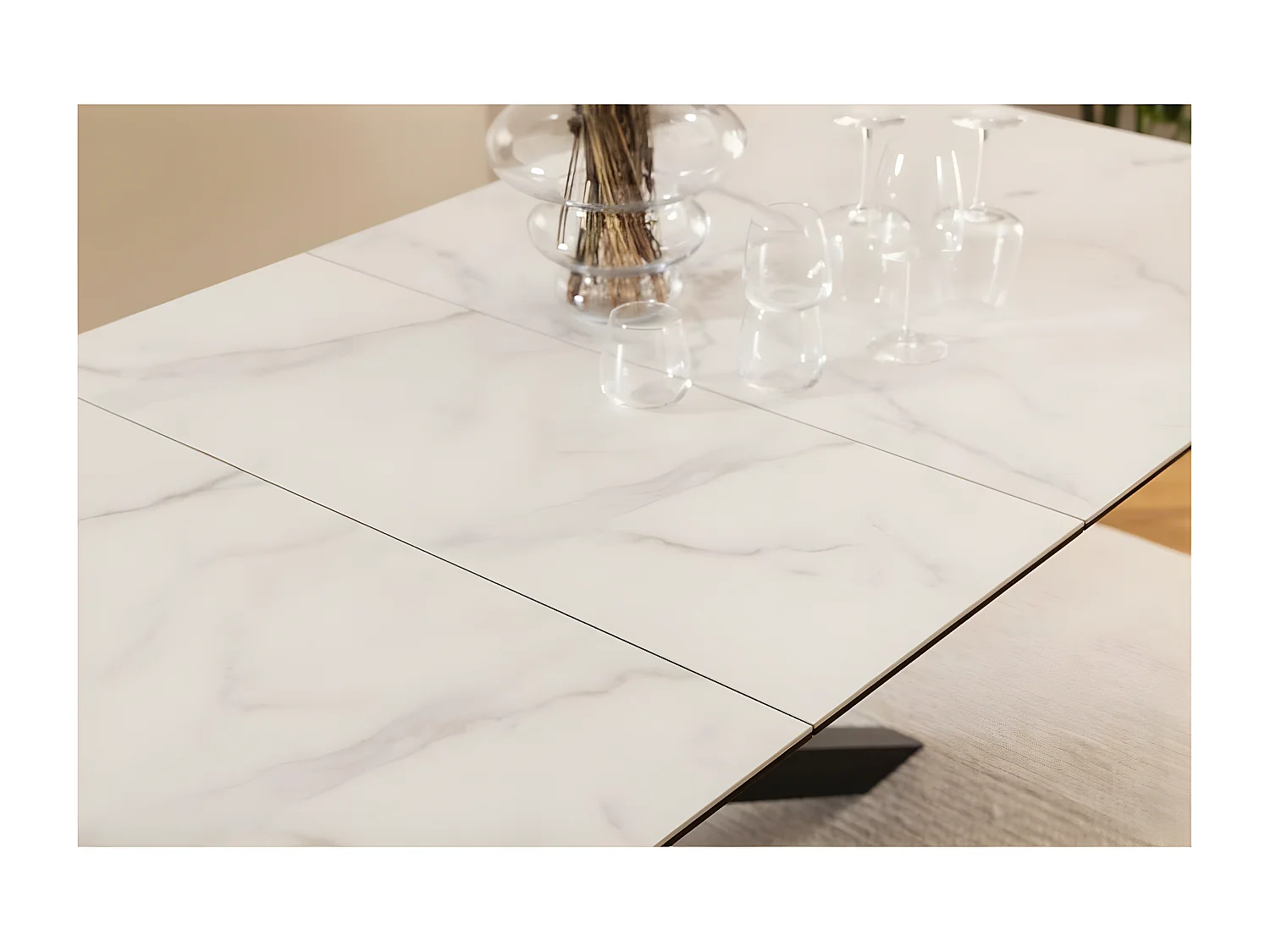 Table de salle à manger rectangulaire extensible en céramique 8/10 places L200/240 - NEIVA