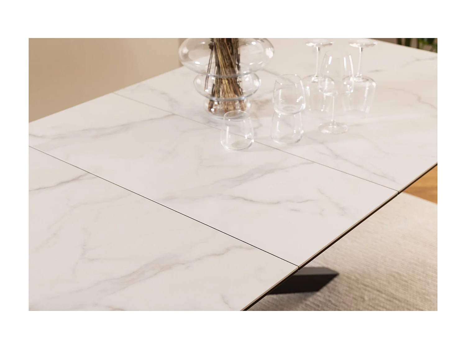 Heaven Esstisch 100x200/240cm inkl. 1 Zusatzplatte weiß.