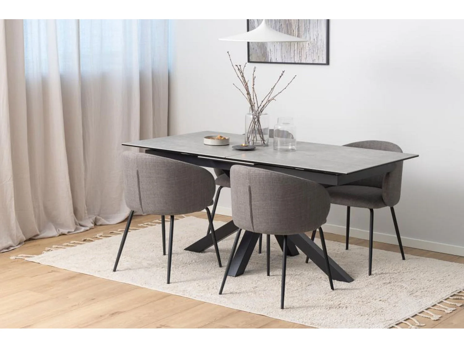 Heaven Esstisch 90x168/210cm inkl. 1 Zusatzplatte grau.