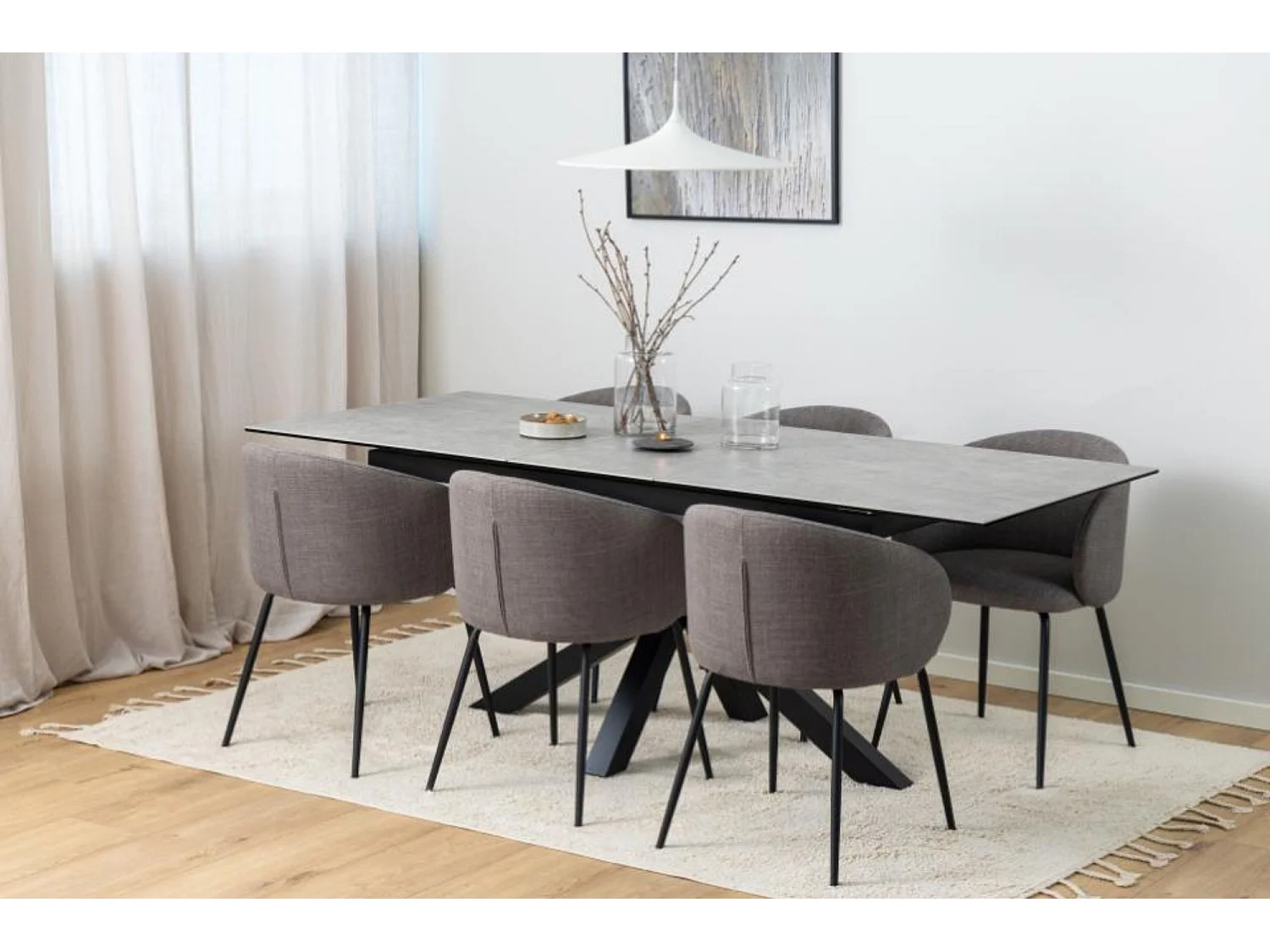 Heaven Esstisch 90x168/210cm inkl. 1 Zusatzplatte grau.