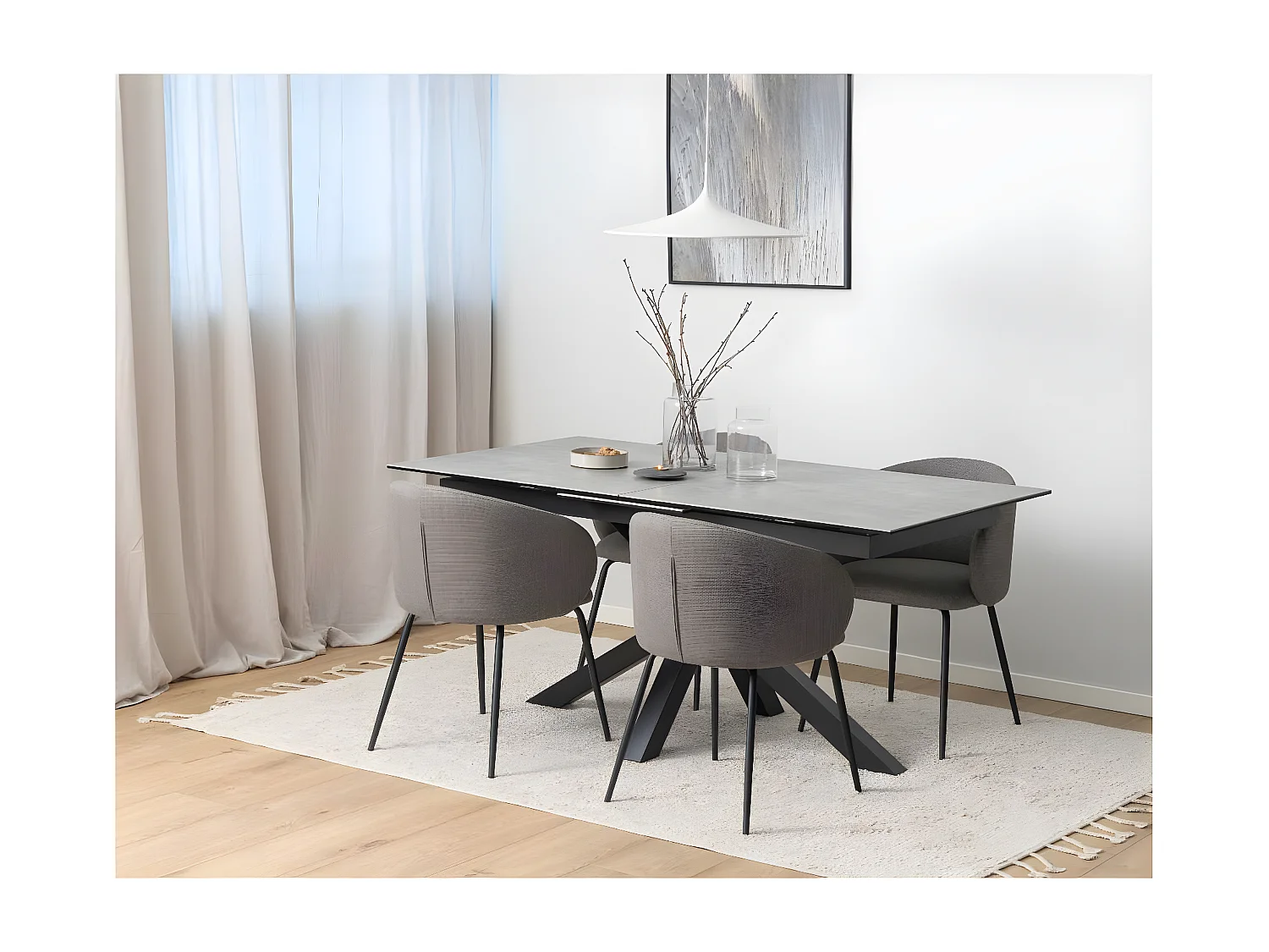Heaven Esstisch 90x168/210cm inkl. 1 Zusatzplatte grau.