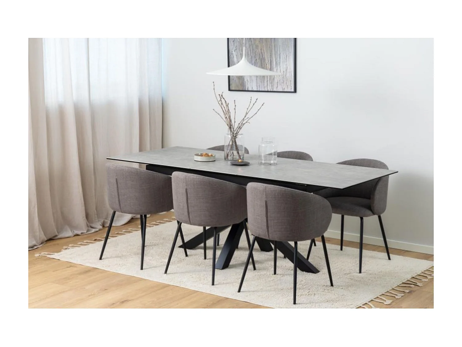 Sky eetkamertafel 90x168/210cm met 1 extra plaat grijs.