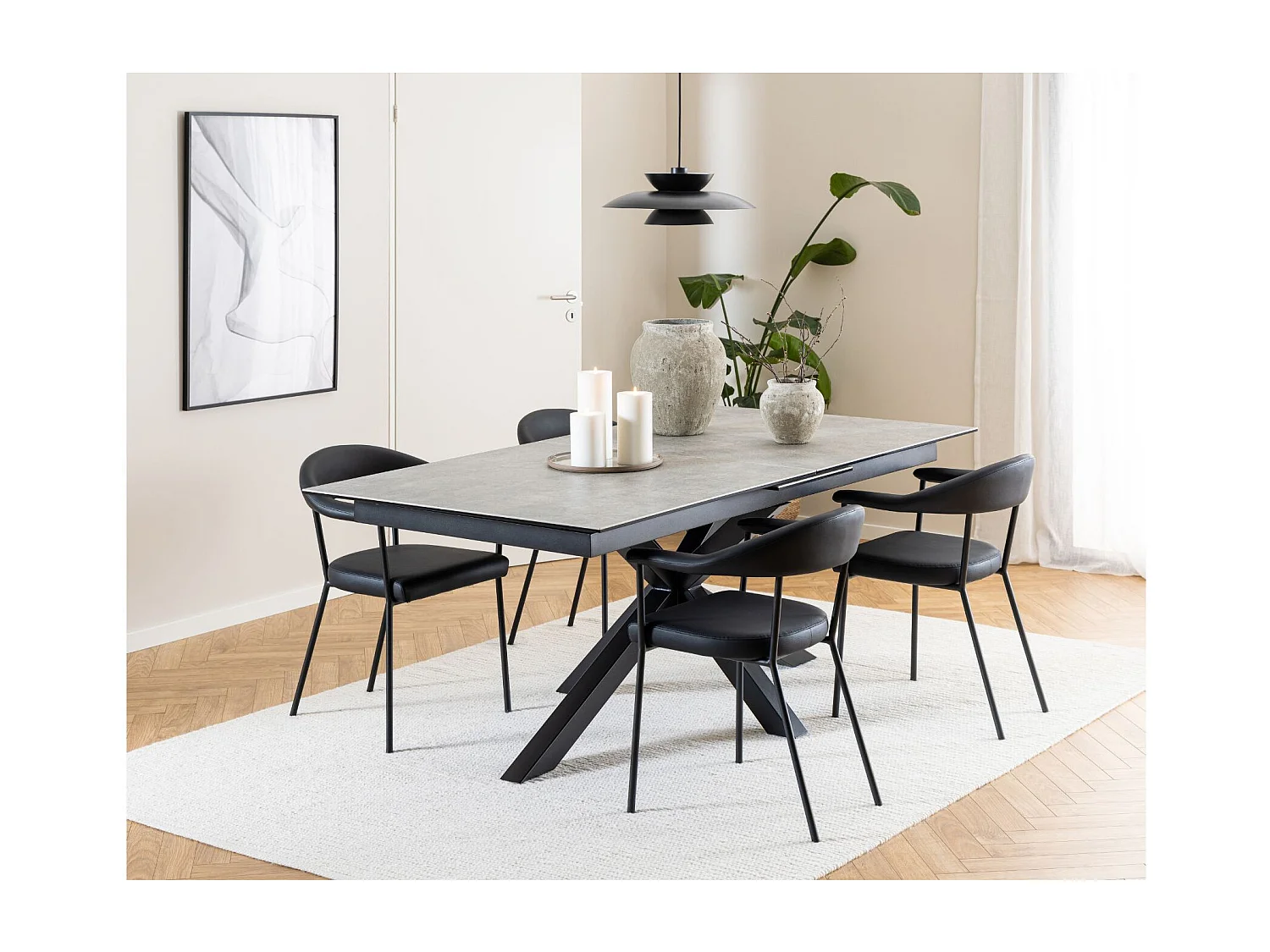 Table de salle à manger rectangulaire extensible en céramique 8/10 places L200/240 - NEIVA