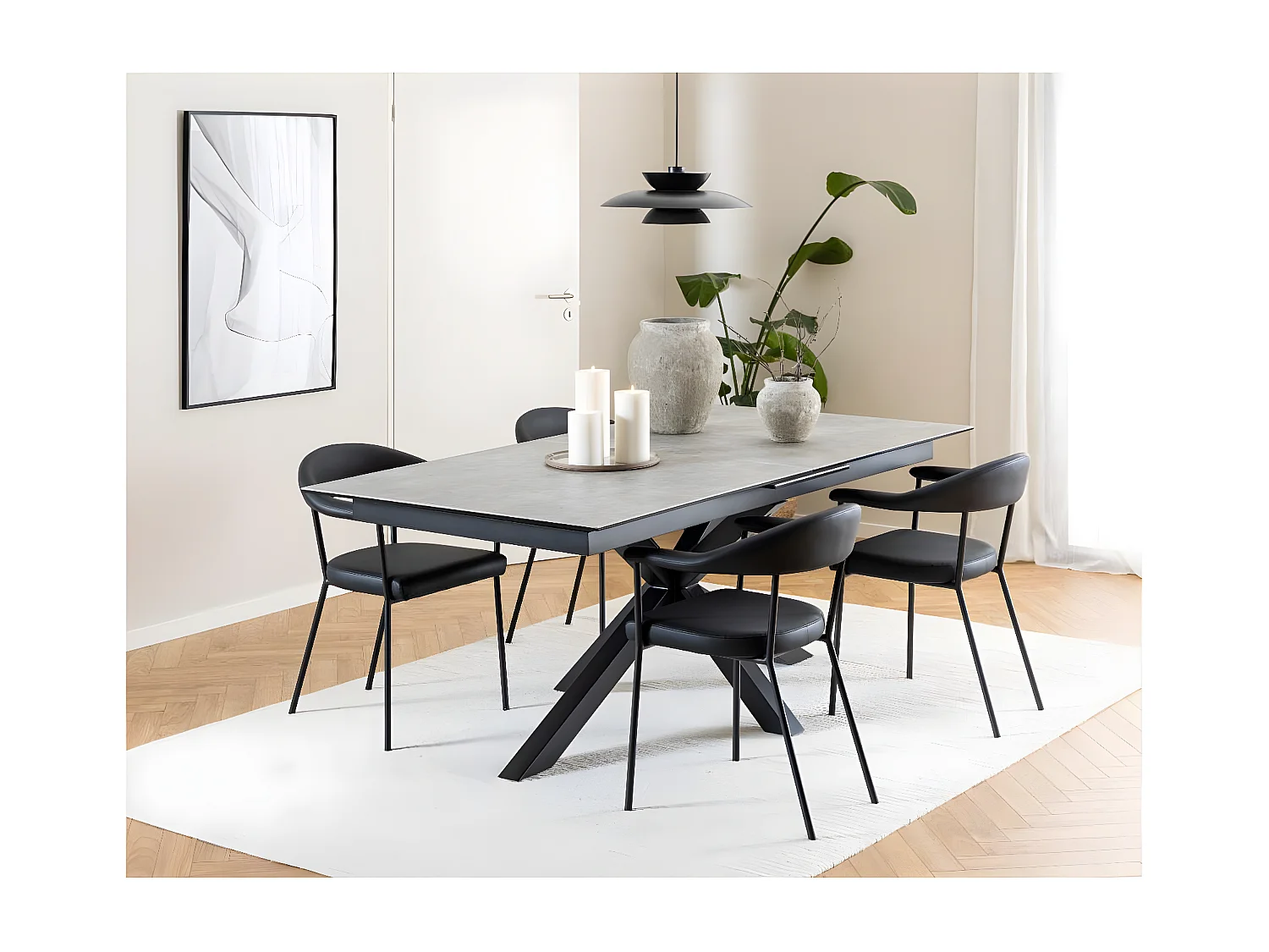 Table de salle à manger rectangulaire extensible en céramique 8/10 places L200/240 - NEIVA