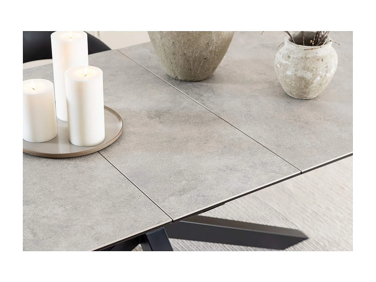 Sky eetkamertafel 100x200/240cm met 1 extra plaat grijs.