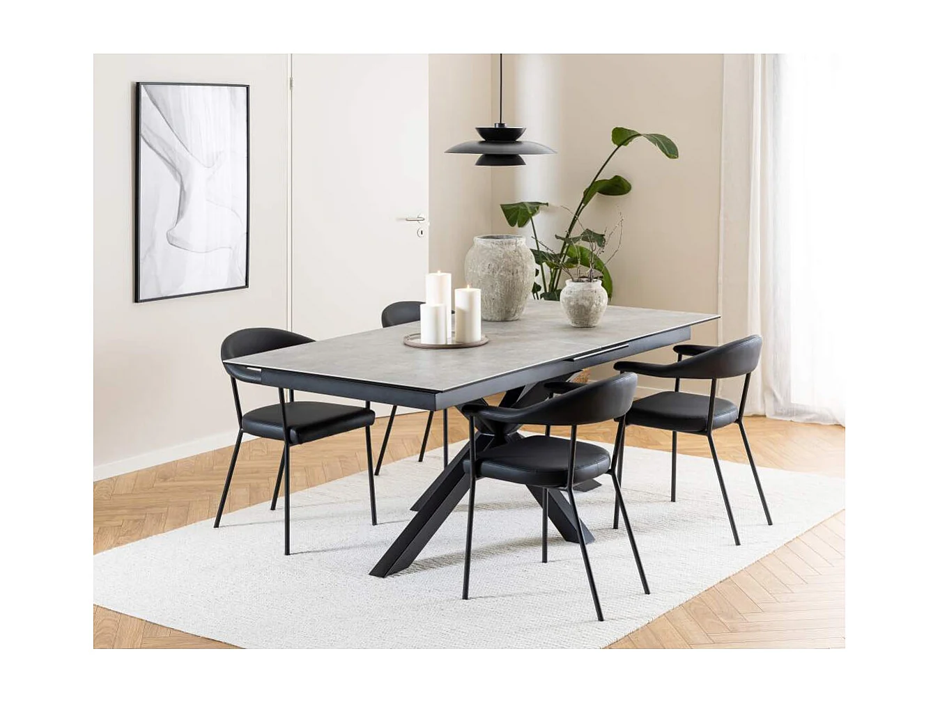 Sky eetkamertafel 100x200/240cm met 1 extra plaat grijs.