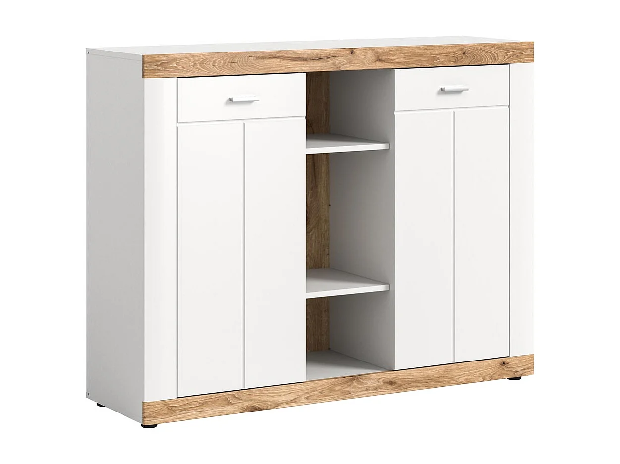 Laredo Sideboard 2 Türen, 2 Ablagen matt weiß,Eiche dekor,weiß.