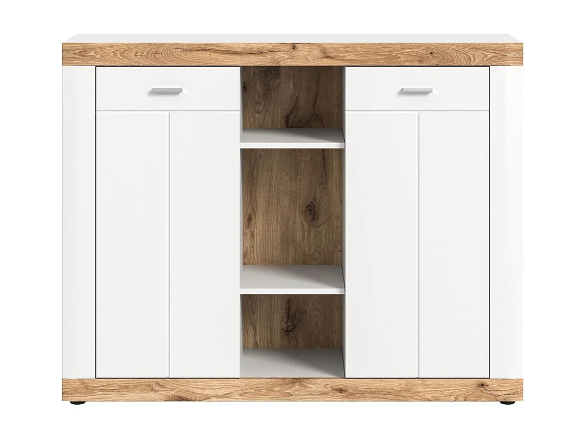 Laredo Sideboard 2 Türen, 2 Ablagen matt weiß,Eiche dekor,weiß.