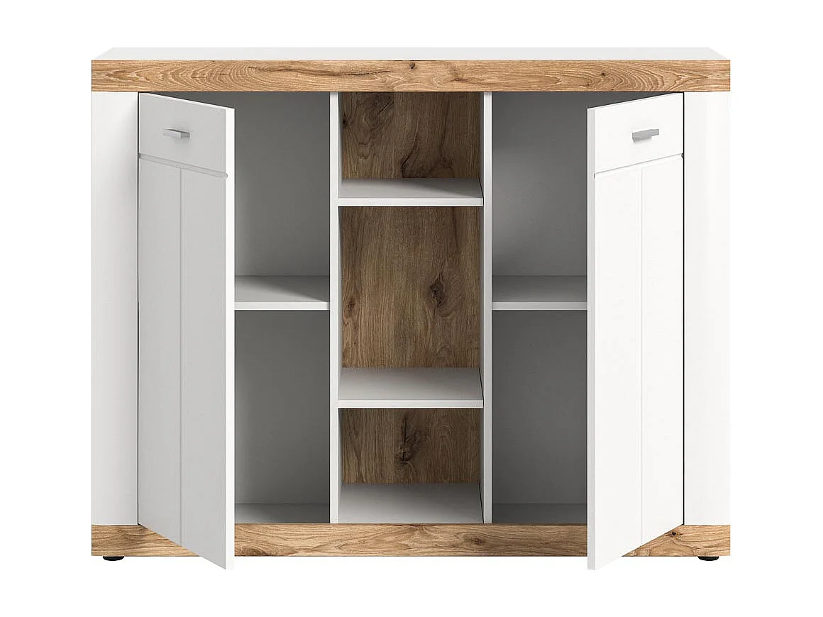Laredo Sideboard 2 Türen, 2 Ablagen matt weiß,Eiche dekor,weiß.