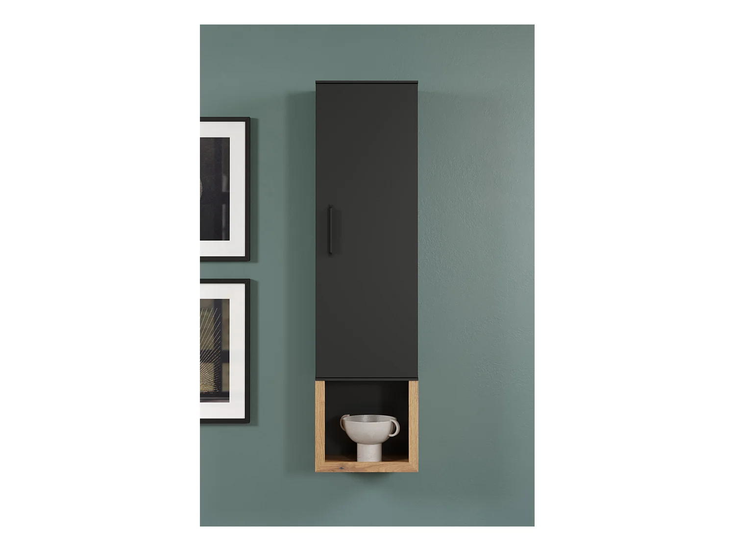 Vitrine murale en gris et chêne Evoke Lunix 35cm