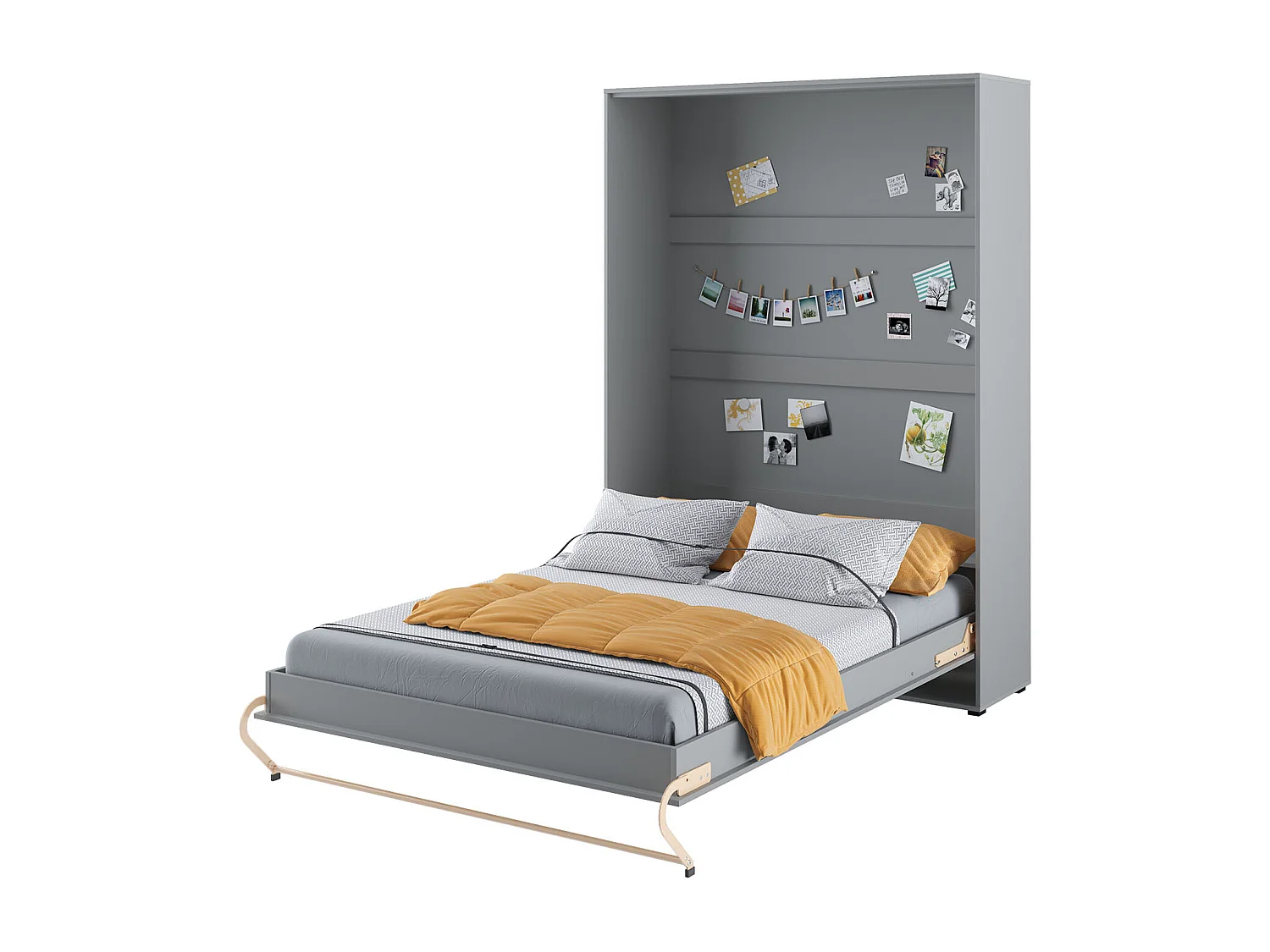 Lenart Armoire Lit escamotable Vertical 140x200 cm Gris mat Lit Rabattable Lit Mural Consus pro
