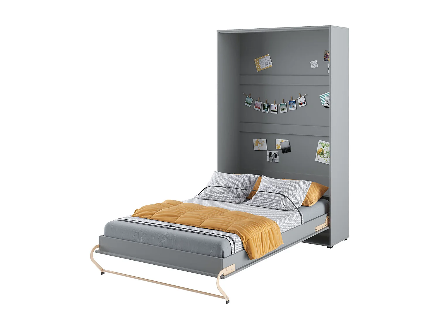 Lenart Armoire Lit escamotable Vertical 120x200cm Gris Lit Rabattable Lit Mural Consus pro