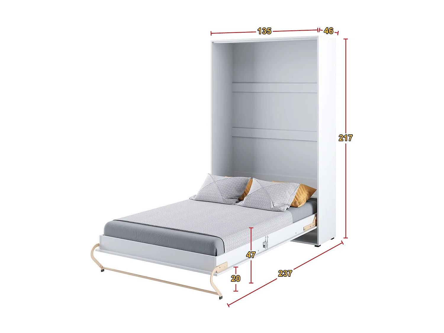 Lenart Armoire Lit escamotable Vertical 120x200cm Gris Lit Rabattable Lit Mural Consus pro