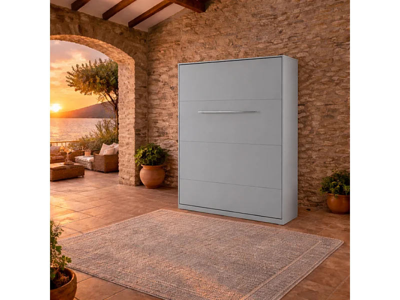Lenart Armoire Lit escamotable Vertical 120x200cm Gris Lit Rabattable Lit Mural Consus pro