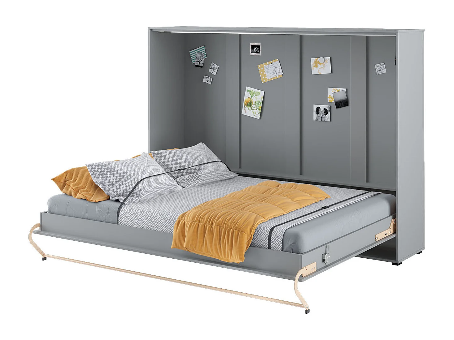 Lenart Armoire Lit escamotable Horizontal 120x200 cm Gris Lit Rabattable Lit Mural Consus pro