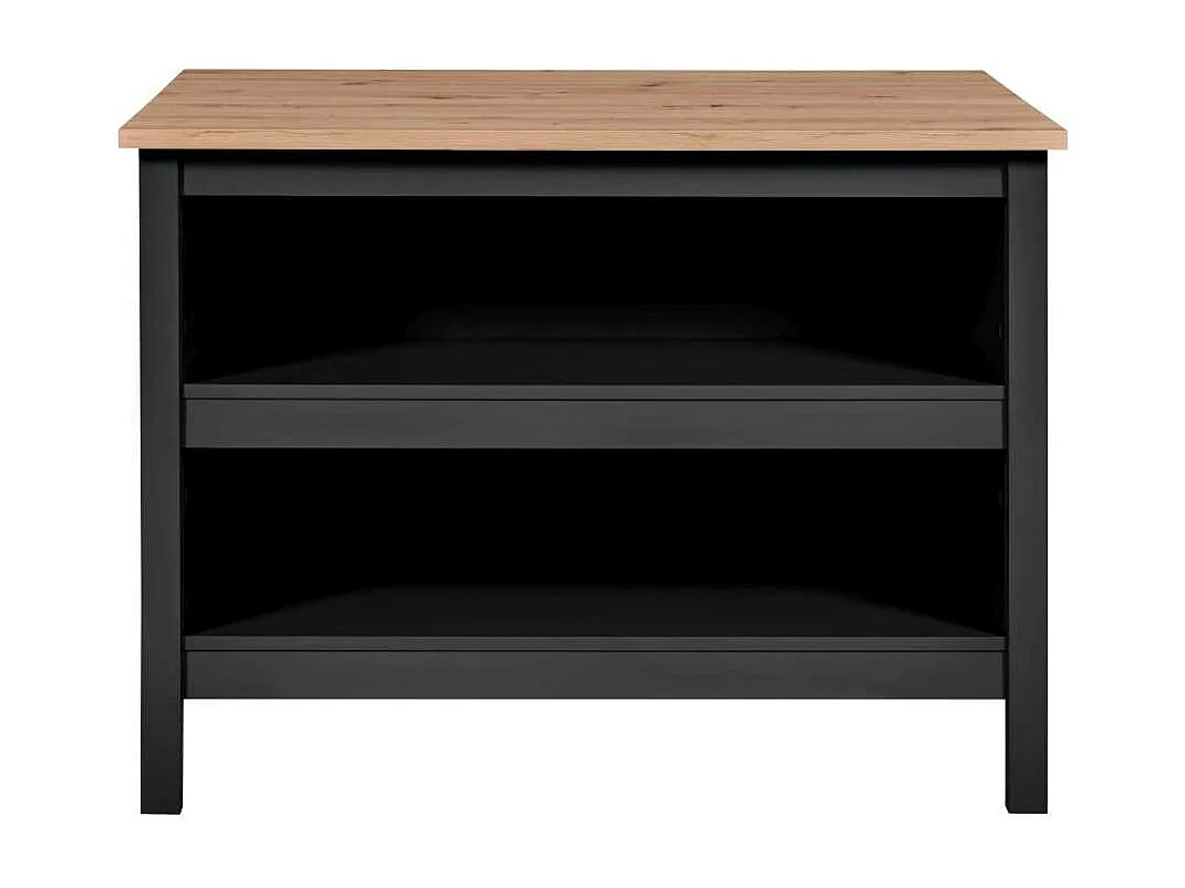Ilot de Cuisine "Melina" 124cm Noir & Chêne