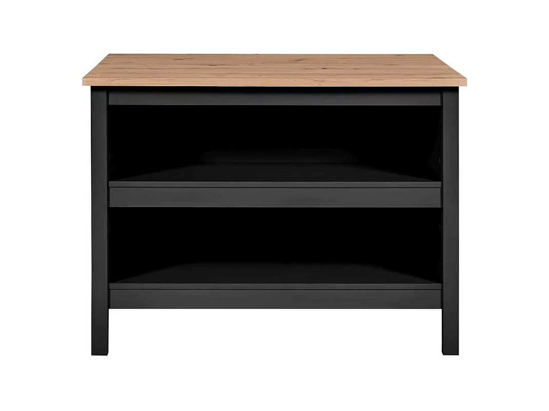 Ilot de Cuisine "Melina" 124cm Noir & Chêne