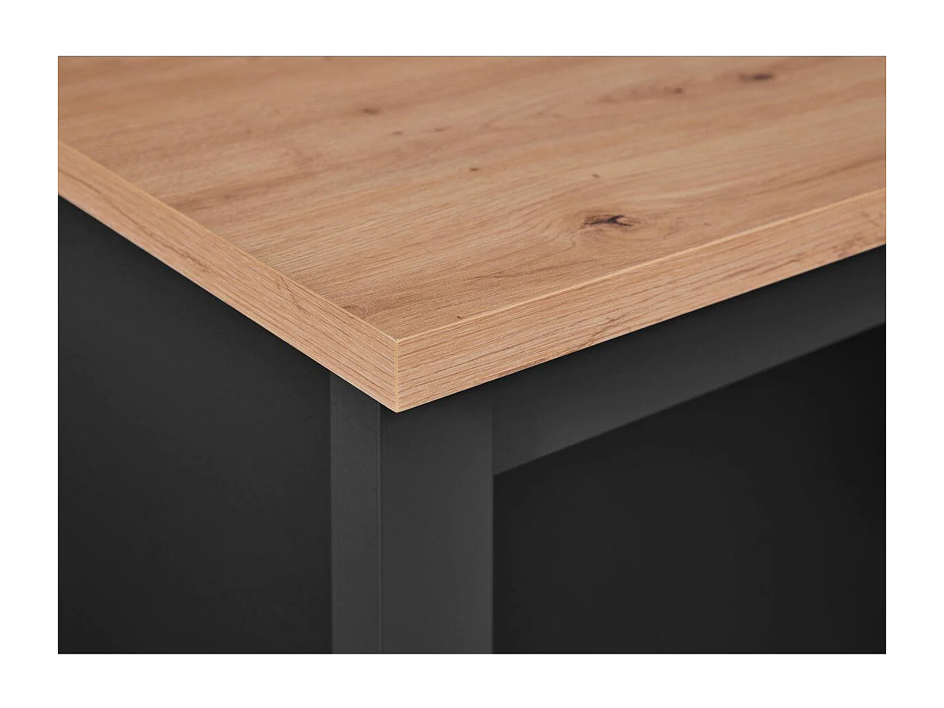 Ilot de Cuisine "Melina" 124cm Noir & Chêne