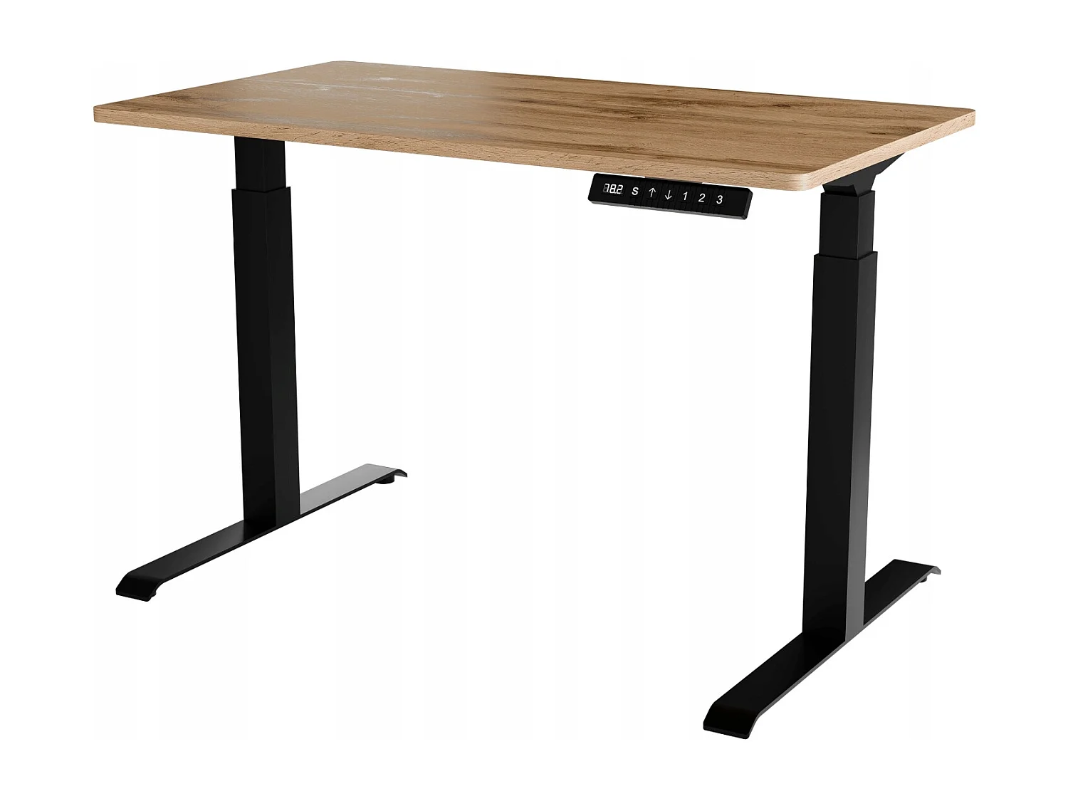 Bureau professionnel couleur chêne Wotan hauteur réglable électrique 121x67x120 NOMMA