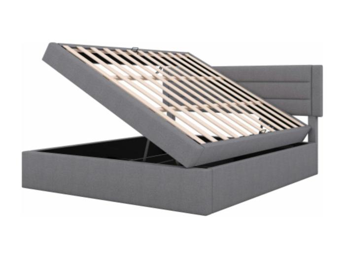Gewatteerd bed van 140*200 cm, met ruime opbergruimte, grijs.