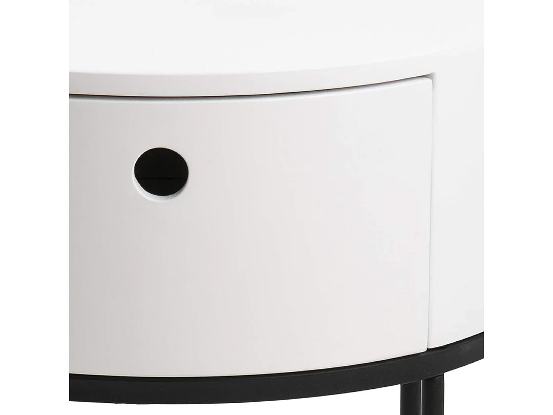 Polo table de nuit Ø40cm 1 tiroir blanc.
