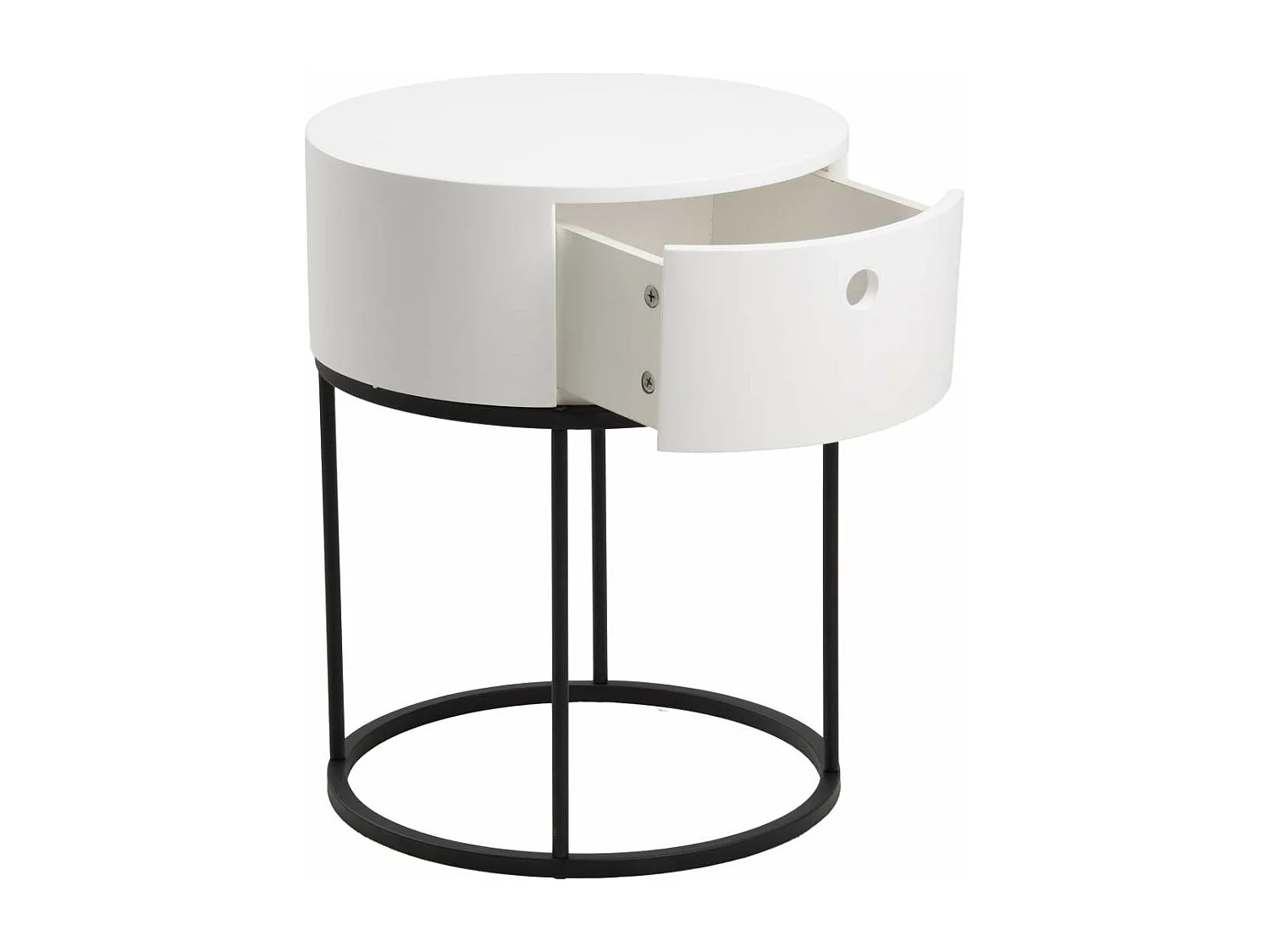 Pola nachtkastje Ø40cm 1 lade wit.